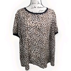 Torrid Women's 2X Tan Black‎ Animal Print Short Sleeves Layering Top Lightweight